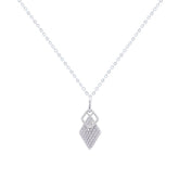 Asfour Crystal Chain Necklace With Decorative Rhombus Pendant In 925 Sterling Silver-ND0421